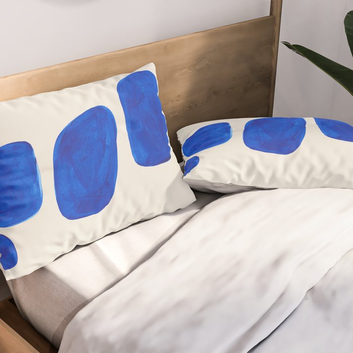 Minimalist Modern Mid Century Colorful Abstract Shapes Phthalo Blue Native Pebbles Stacked Pillow Sham Gallery Image 2