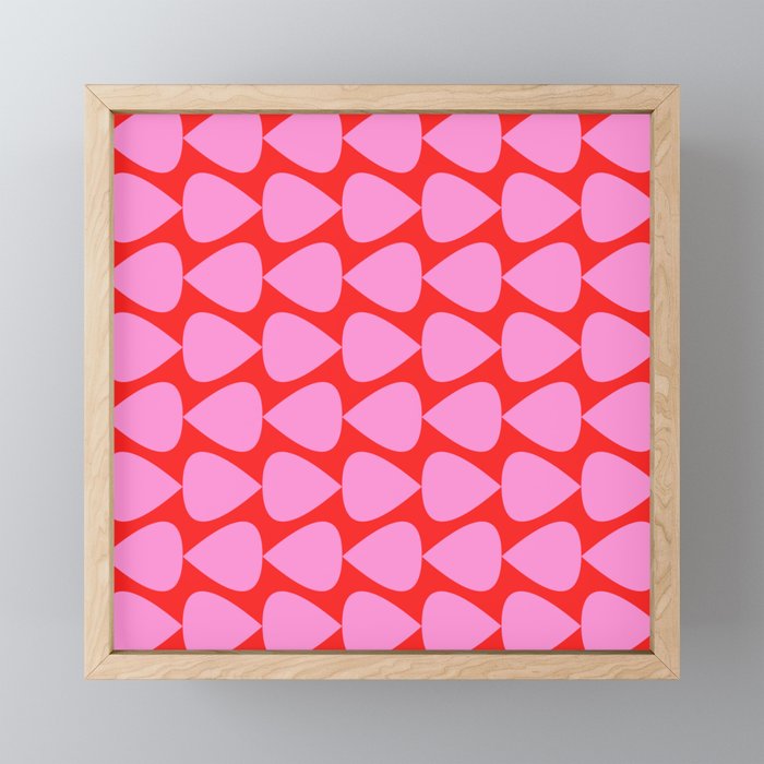 Preppy Pink and Red Plectrum Geo Pattern Mini Art Print Gallery Image 1