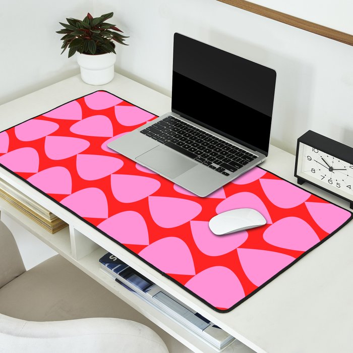 Preppy Pink and Red Plectrum Geo Pattern Desk Mat Gallery Image 2