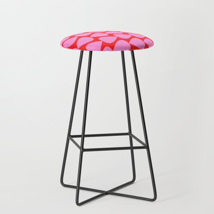 Preppy Pink and Red Plectrum Geo Pattern Stool Gallery Image 1