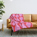 Preppy Pink and Red Plectrum Geo Pattern Throw Blanket Gallery Image 1