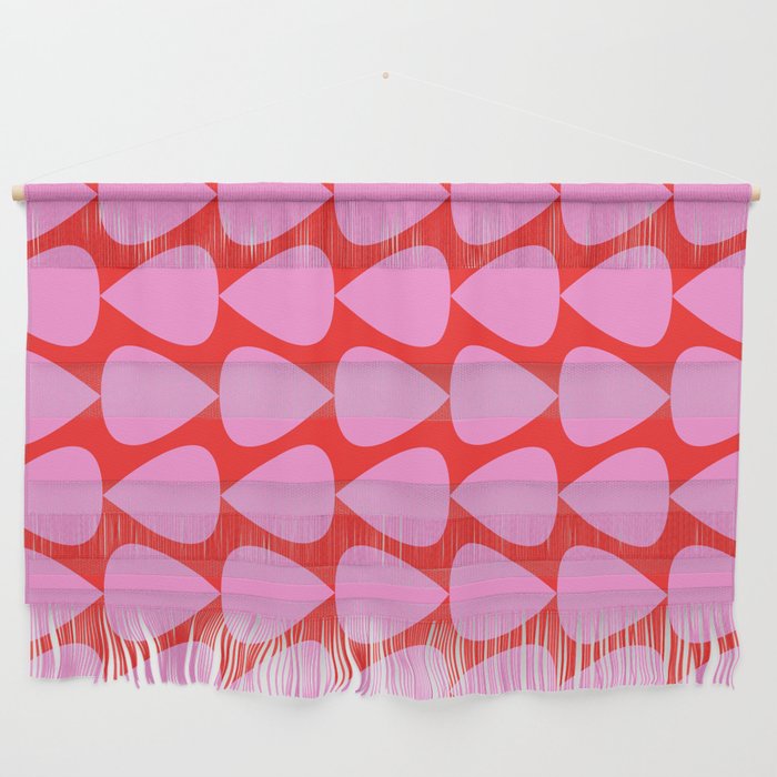 Preppy Pink and Red Plectrum Geo Pattern Wall Hanging Gallery Image 1