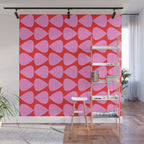Preppy Pink and Red Plectrum Geo Pattern Wall Mural Gallery Image 1