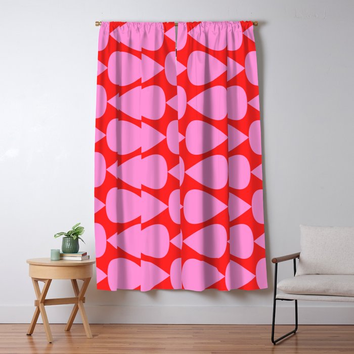 Preppy Pink and Red Plectrum Geo Pattern Window Curtain Gallery Image 1
