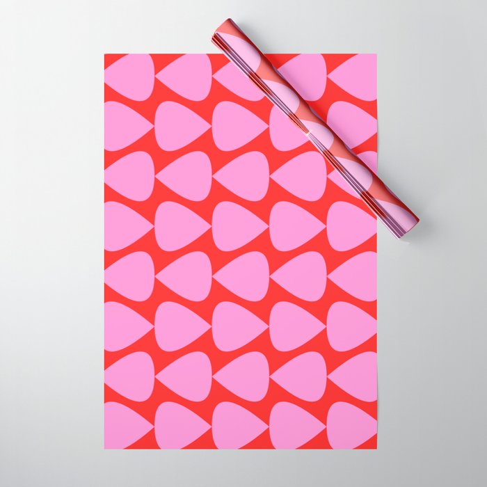 Preppy Pink and Red Plectrum Geo Pattern Wrapping Paper Gallery Image 1