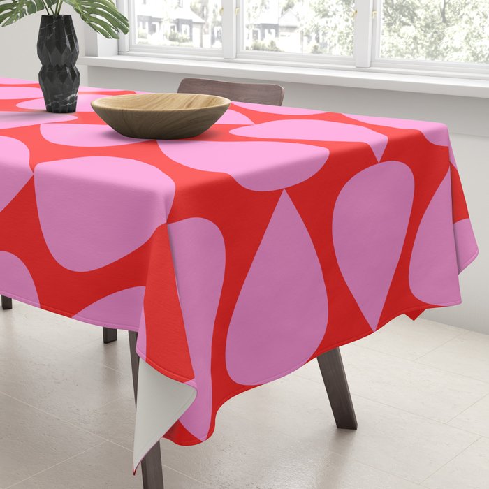 Preppy Pink and Red Plectrum Geo Pattern Tablecloth Gallery Image 3