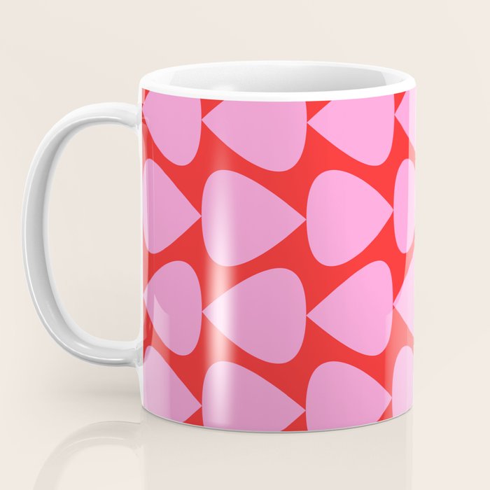 Preppy Pink and Red Plectrum Geo Pattern Coffee Mug Gallery Image 3