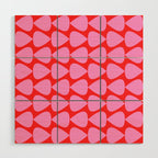 Preppy Pink and Red Plectrum Geo Pattern Wood Wall Art Gallery Image 1