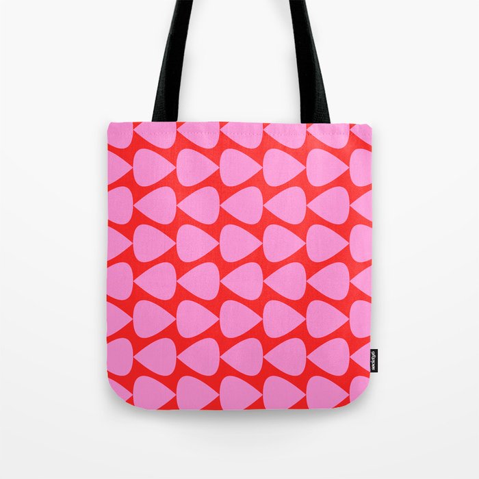 Preppy Pink and Red Plectrum Geo Pattern Tote Bag Gallery Image 1
