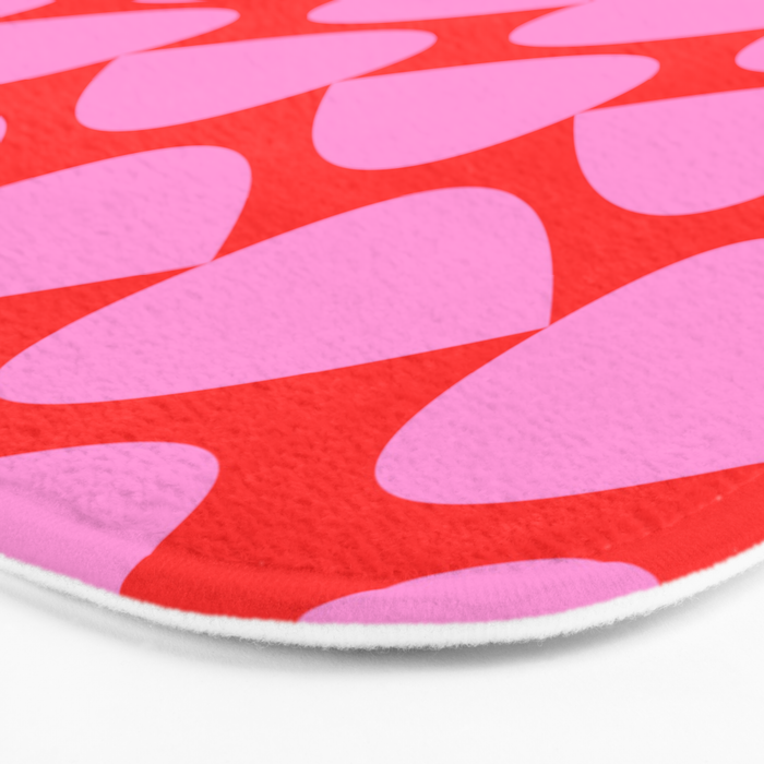 Preppy Pink and Red Plectrum Geo Pattern Bath Mat Gallery Image 3