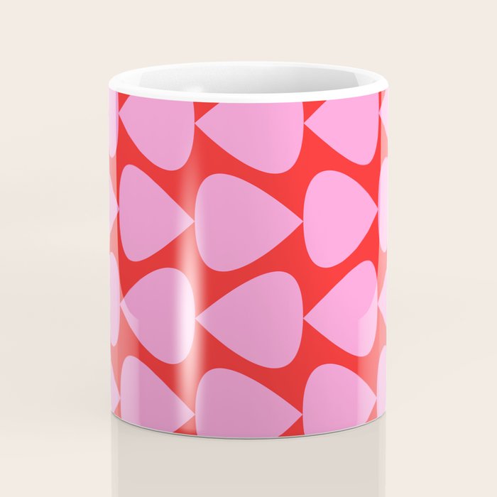 Preppy Pink and Red Plectrum Geo Pattern Coffee Mug Gallery Image 4