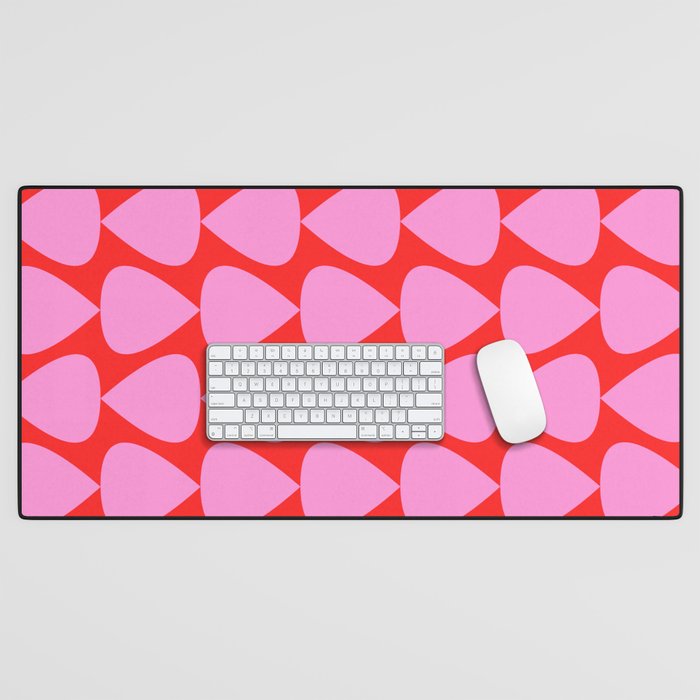 Preppy Pink and Red Plectrum Geo Pattern Desk Mat Gallery Image 1