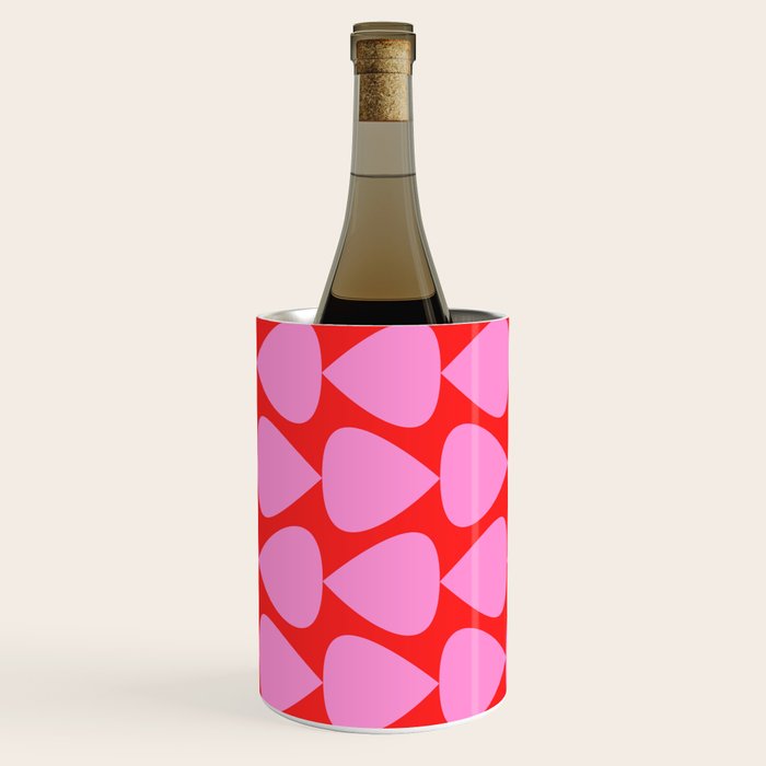 Preppy Pink and Red Plectrum Geo Pattern Wine Chiller Gallery Image 1