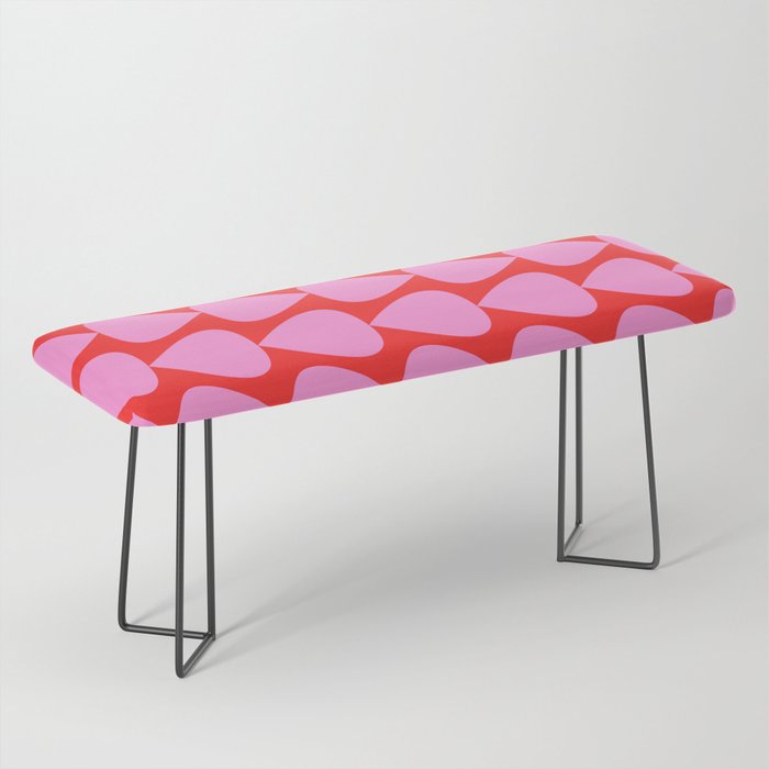 Preppy Pink and Red Plectrum Geo Pattern Bench Gallery Image 1