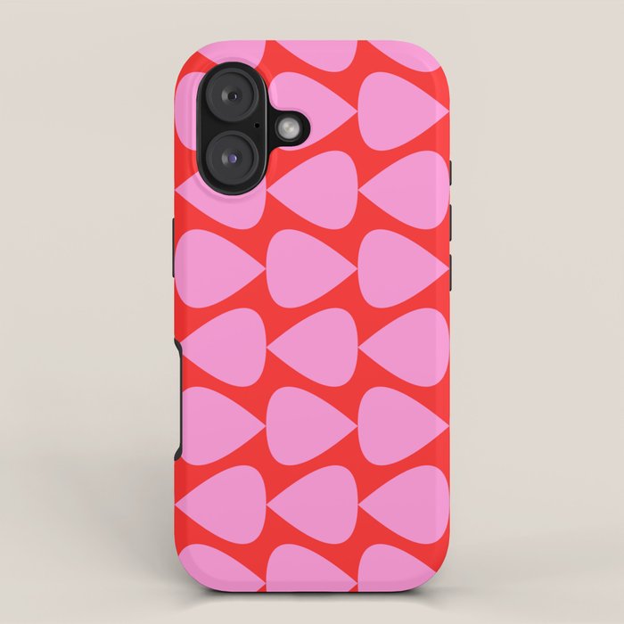 Preppy Pink and Red Plectrum Geo Pattern iPhone Case Gallery Image 1