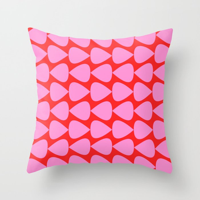 Preppy Pink and Red Plectrum Geo Pattern Throw Pillow Gallery Image 1
