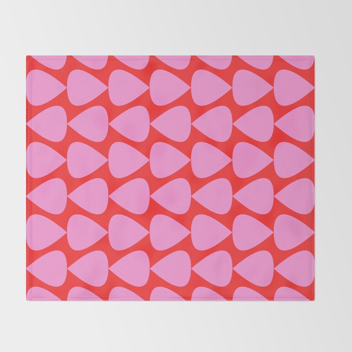 Preppy Pink and Red Plectrum Geo Pattern Throw Blanket Gallery Image 2