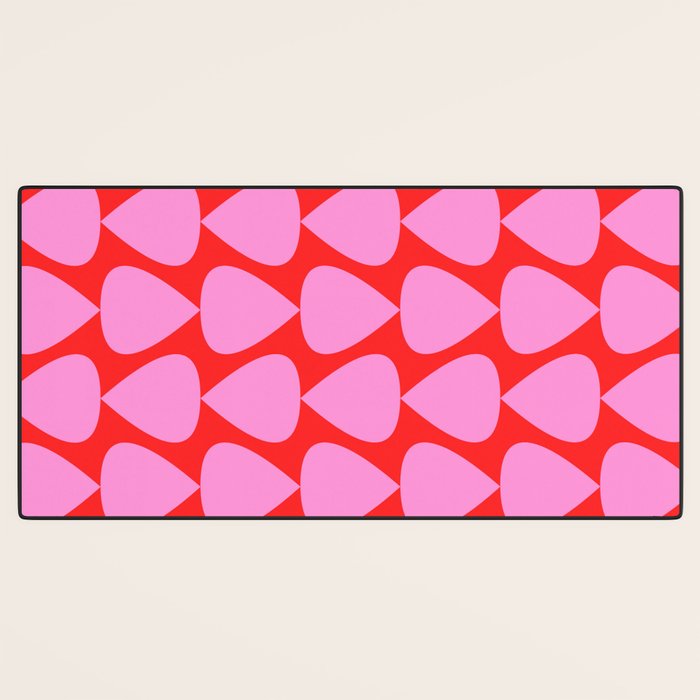 Preppy Pink and Red Plectrum Geo Pattern Desk Mat Gallery Image 3