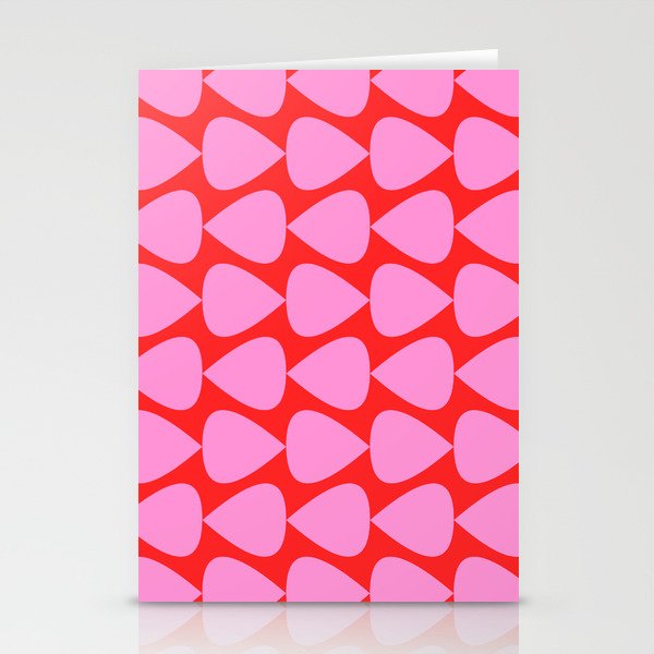 Preppy Pink and Red Plectrum Geo Pattern Stationery Card Gallery Image 2