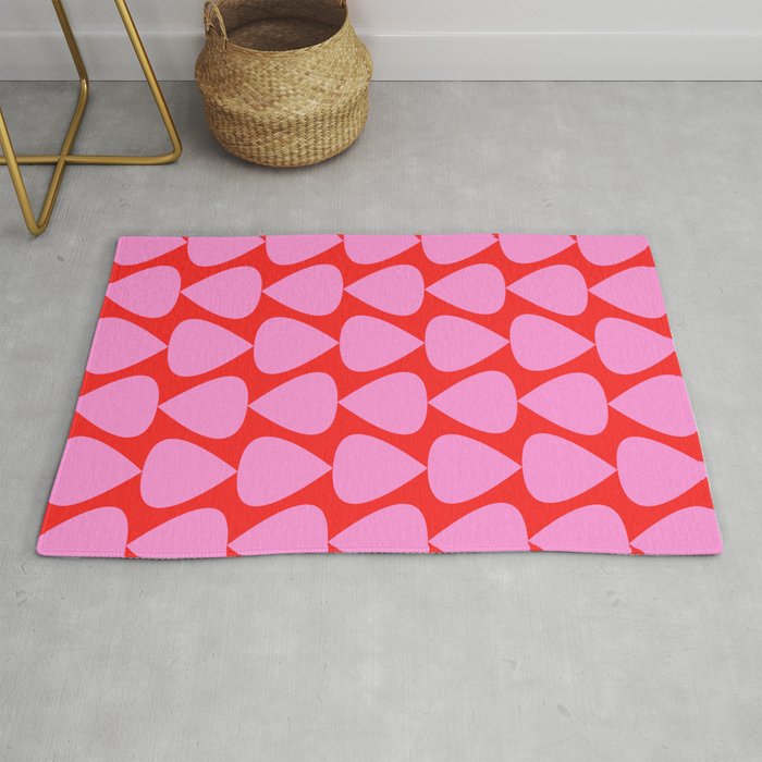Preppy Pink and Red Plectrum Geo Pattern Rug Gallery Image 1