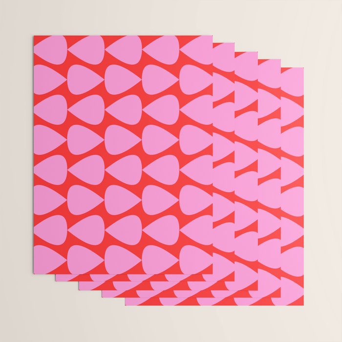 Preppy Pink and Red Plectrum Geo Pattern Wrapping Paper Gallery Image 3