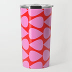 Preppy Pink and Red Plectrum Geo Pattern Travel Mug Gallery Image 1