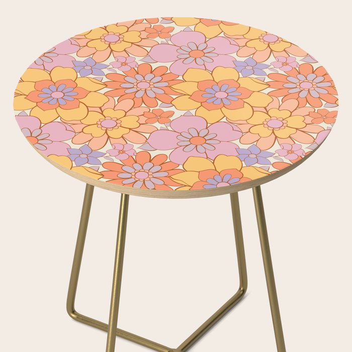 Retro hand drawn flower art pattern Side Table Gallery Image 2