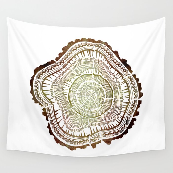 Tree Rings - Watercolor Ombre Wall Tapestry Gallery Image 4
