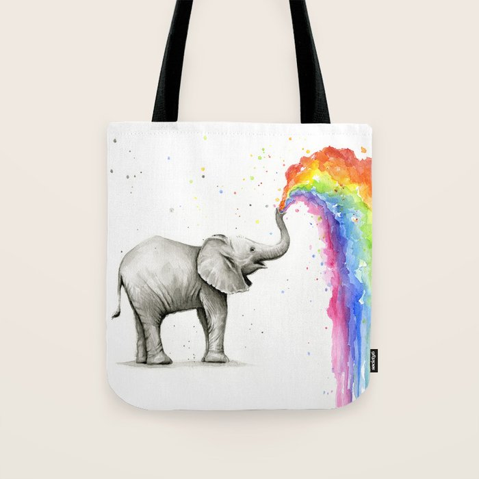 Rainbow Baby Elephant Tote Bag Gallery Image 1