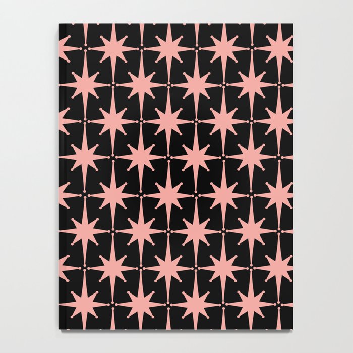 Midcentury Modern Atomic Starburst Pattern in Black and 50s Bathroom Pink Notebook Gallery Image 4