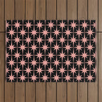 Midcentury Modern Atomic Starburst Pattern in Black and 50s Bathroom Pink Outdoor Rug Gallery Image 1