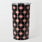 Midcentury Modern Atomic Starburst Pattern in Black and 50s Bathroom Pink Travel Mug Gallery Image 1