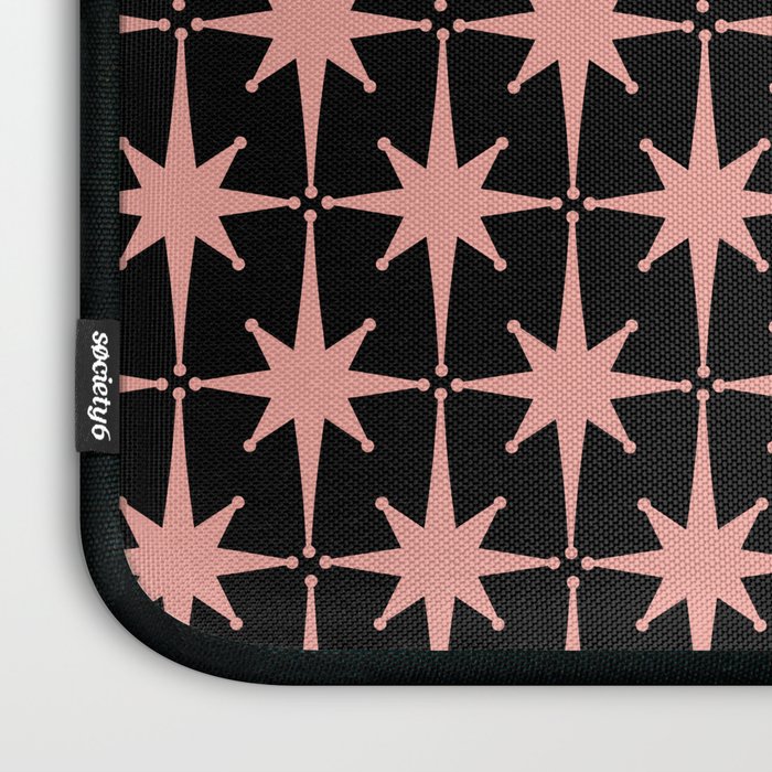 Midcentury Modern Atomic Starburst Pattern in Black and 50s Bathroom Pink Laptop Sleeve Gallery Image 3