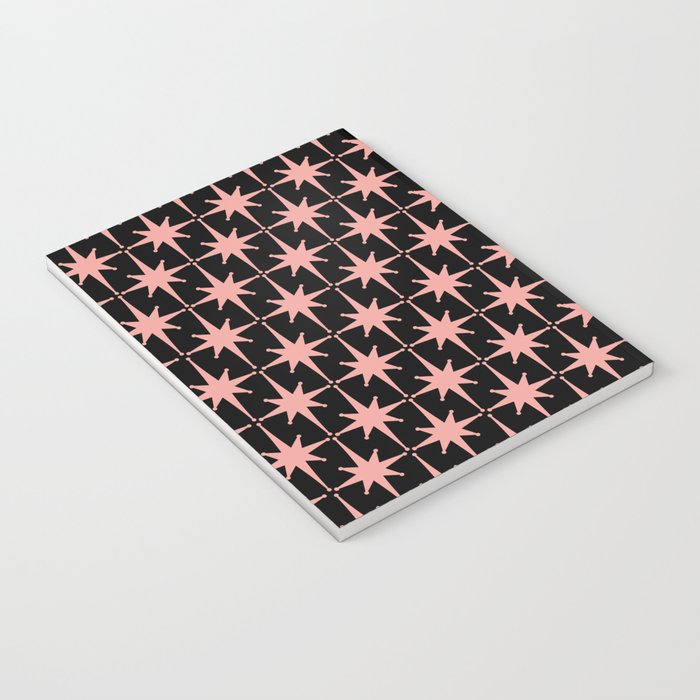 Midcentury Modern Atomic Starburst Pattern in Black and 50s Bathroom Pink Notebook Gallery Image 3