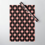 Midcentury Modern Atomic Starburst Pattern in Black and 50s Bathroom Pink Wrapping Paper Gallery Image 1