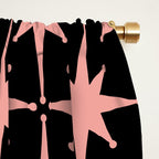 Midcentury Modern Atomic Starburst Pattern in Black and 50s Bathroom Pink Window Curtain Gallery Image 2
