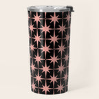Midcentury Modern Atomic Starburst Pattern in Black and 50s Bathroom Pink Travel Mug Gallery Image 2