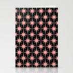 Midcentury Modern Atomic Starburst Pattern in Black and 50s Bathroom Pink Stationery Card Gallery Image 2