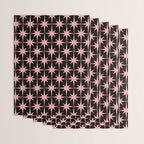 Midcentury Modern Atomic Starburst Pattern in Black and 50s Bathroom Pink Wrapping Paper Gallery Image 3