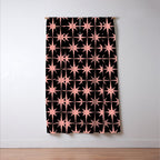 Midcentury Modern Atomic Starburst Pattern in Black and 50s Bathroom Pink Window Curtain Gallery Image 3