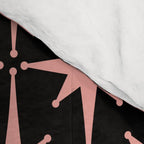 Midcentury Modern Atomic Starburst Pattern in Black and 50s Bathroom Pink Comforter Gallery Image 4