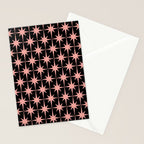 Midcentury Modern Atomic Starburst Pattern in Black and 50s Bathroom Pink Stationery Card Gallery Image 2