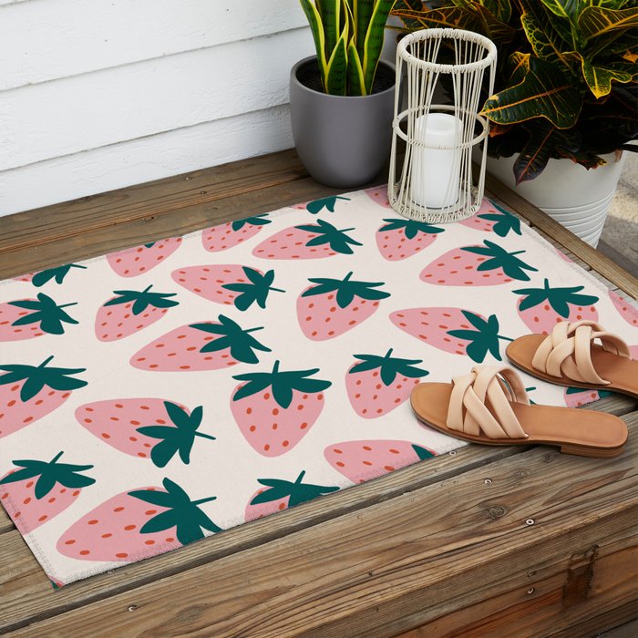 Cute Strawberry  Outdoor Rug Gallery Image 2