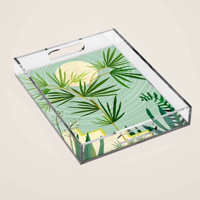 Midnight Moon Green Garden Scene Acrylic Tray Gallery Image 1