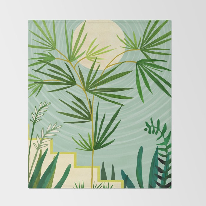 Midnight Moon Green Garden Scene Throw Blanket Gallery Image 2