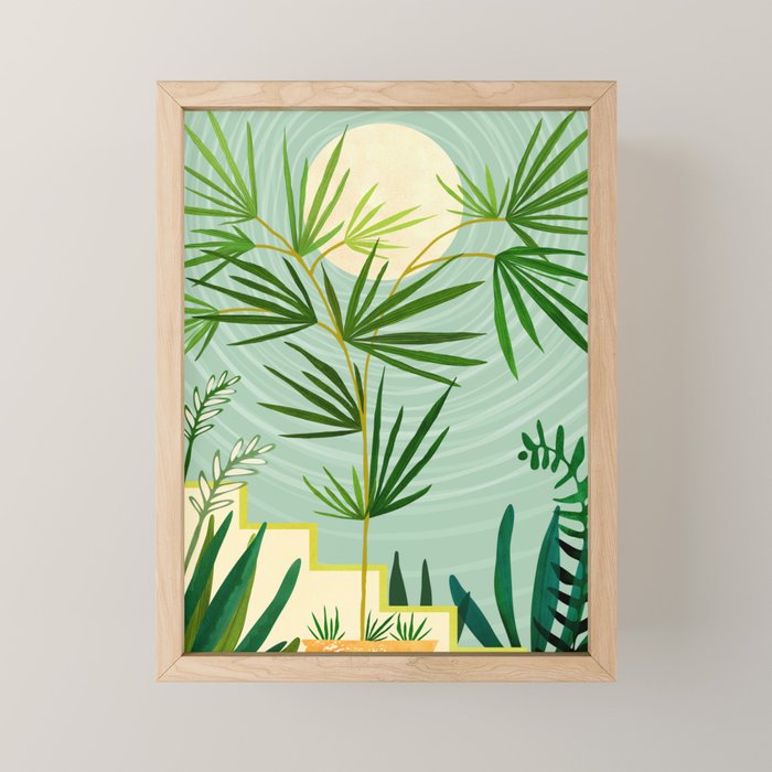Midnight Moon Green Garden Scene Mini Art Print Gallery Image 1