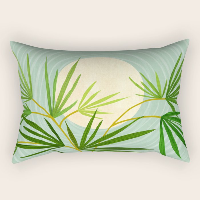 Midnight Moon Green Garden Scene Rectangular Pillow Gallery Image 1