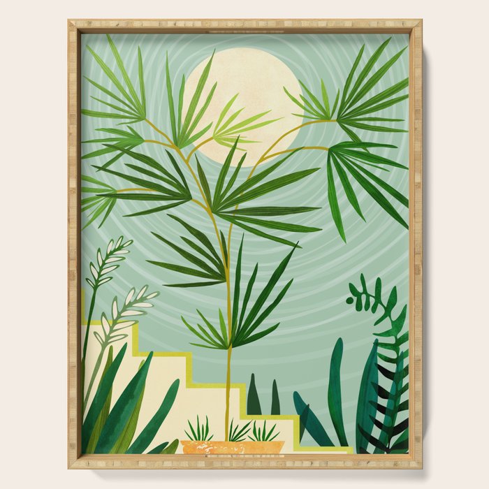 Midnight Moon Green Garden Scene Serving Tray Gallery Image 1