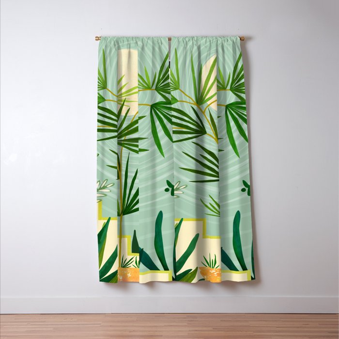 Midnight Moon Green Garden Scene Window Curtain Gallery Image 3