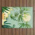 Midnight Moon Green Garden Scene Outdoor Rug Gallery Image 1
